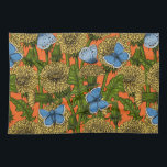 Dandelion medow kökshandduk<br><div class="desc">Vektorlösa mönster med dandelioner och vanliga blå fjärilar.</div>