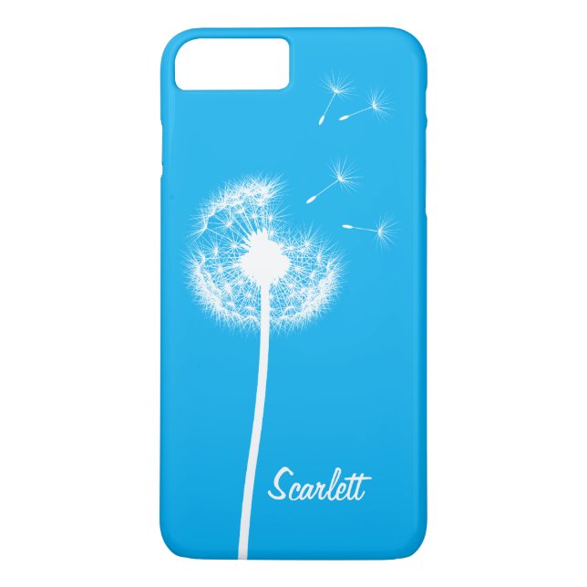 Dandelion Monogrammed Bright Blue iPhone 7 Plus Case-Mate iPhone Skal (Baksida)