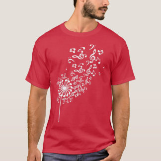 Dandelion Musik noter Music Älskare naturblomma T Shirt