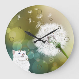 Dandelion och Cat Wall Clock Stor Klocka