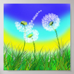 Dandelion Ogräs Clock, Poster