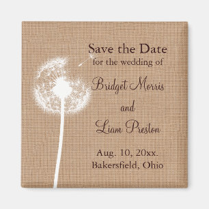 Dandelion on Burlap Spara datumet Magnet