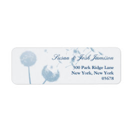 Dandelion Önskemål Bröllop på Soft Teal, etikett Returadress Etikett
