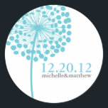 Dandelion Önskemål Wedding Favor Stickers Runt Klistermärke<br><div class="desc">Art by Cocoa Studio</div>