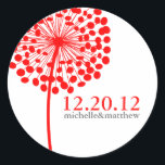 Dandelion Önskemål Wedding Favor Stickers Runt Klistermärke<br><div class="desc">Art by Cocoa Studio</div>