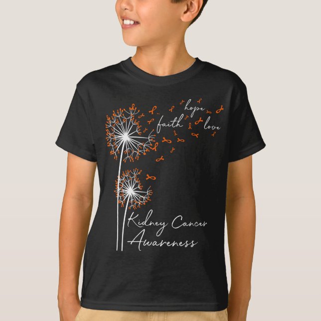 Dandelion Orange Faith Hope Kärlek ney Cancer Awar T Shirt (Framsida)