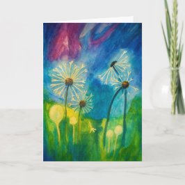 Dandelion Puffs Watercolor Blank Hälsning Kort