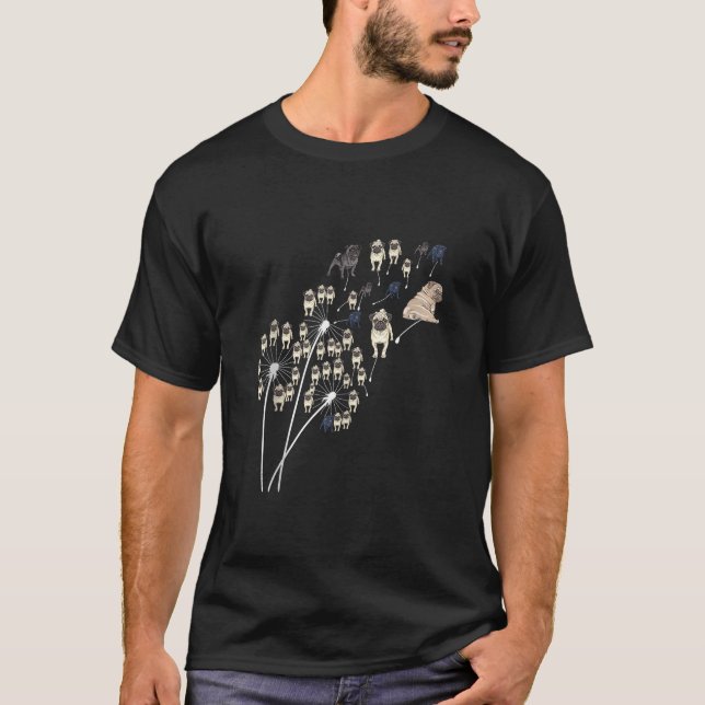 Dandelion Pug Flower Blommigt Pug Träd Tanktop T Shirt (Framsida)