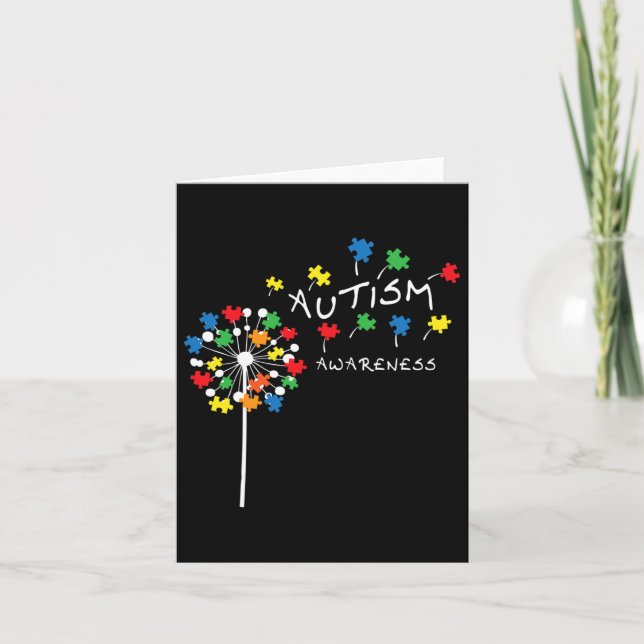 Dandelion Puzzle Biet Coola Autism Awareness Gift Kort (Framsida)