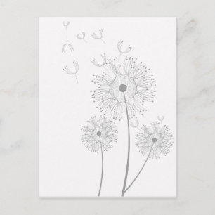 Dandelion rent modern blomkonst vykort