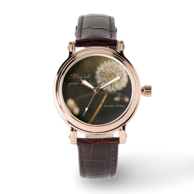 Dandelion Seed Head i Brown Tones Armbandsur (Framsida)