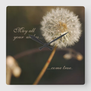 Dandelion Seed Head i Brown Tones Fyrkantig Klocka