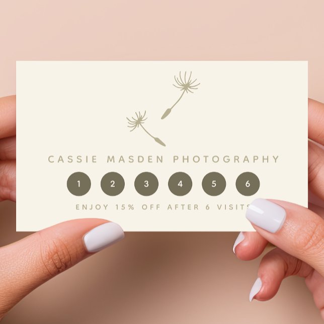 Dandelion Seed Rustic Botanical Business Logotyp Lojalitetskort (Skapare uppladdad)