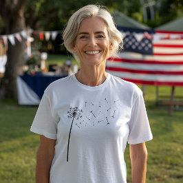 Dandelion Seeds Boho Line Art T Shirt