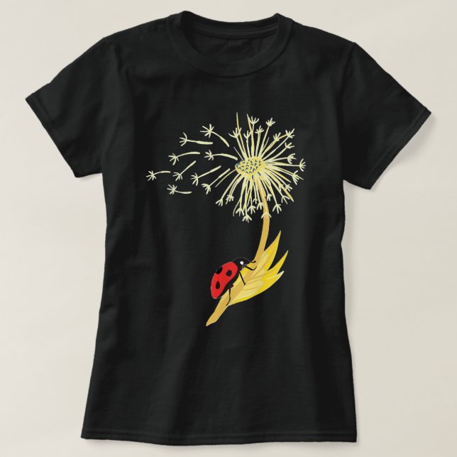 Dandelion Seeds Ladybug for Gardener Herbalist T Shirt (Design framsida)