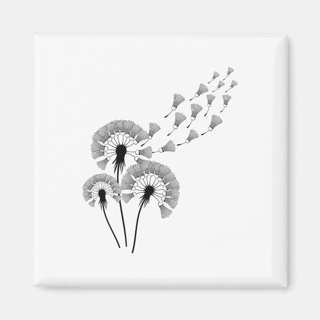 Dandelion Shuttle Shirt for Badminton Player Badmi Magnet (Framsidan)
