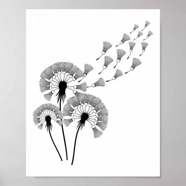 Dandelion Shuttle Shirt for Badminton Player Badmi Poster (Framsidan)