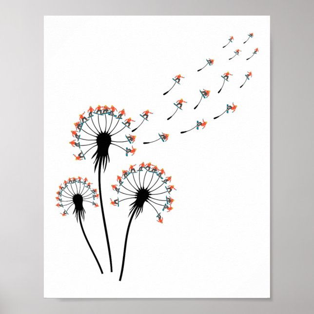 Dandelion Snowboarding Shirt for Snowboarder Snowb Poster (Framsidan)