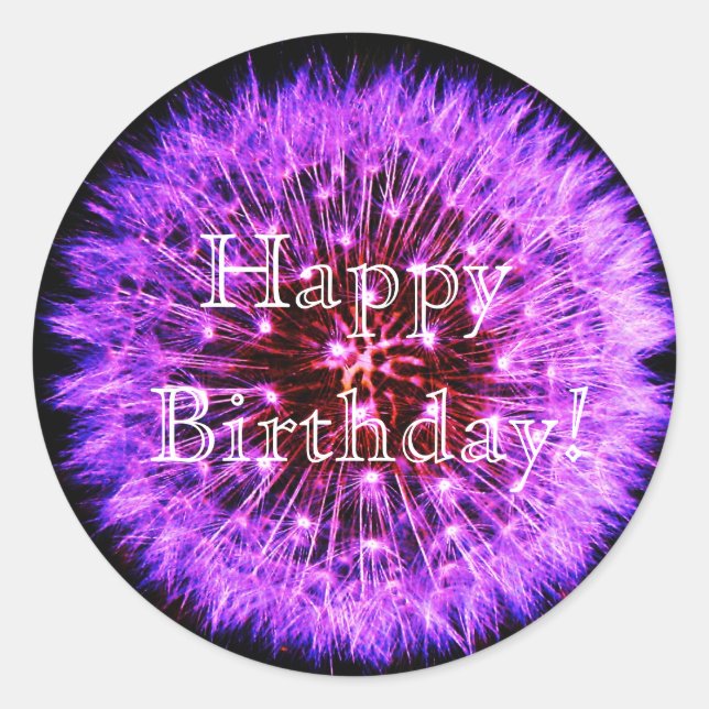 Dandelion Sticker Runt Klistermärke (Framsida)