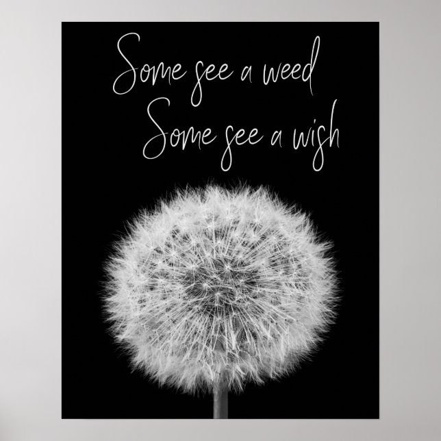 Dandelion svartvit closeup-fotoinspiration poster (Framsidan)