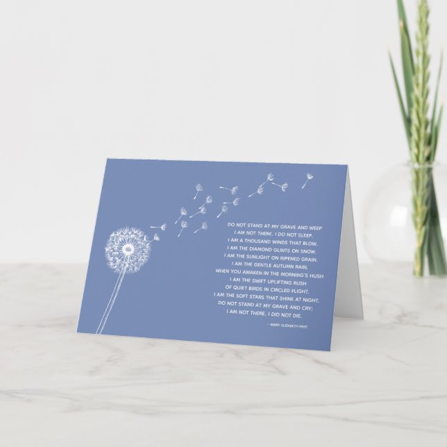 Dandelion Sympathy Card for Loss, Blue Kort (Framsida)