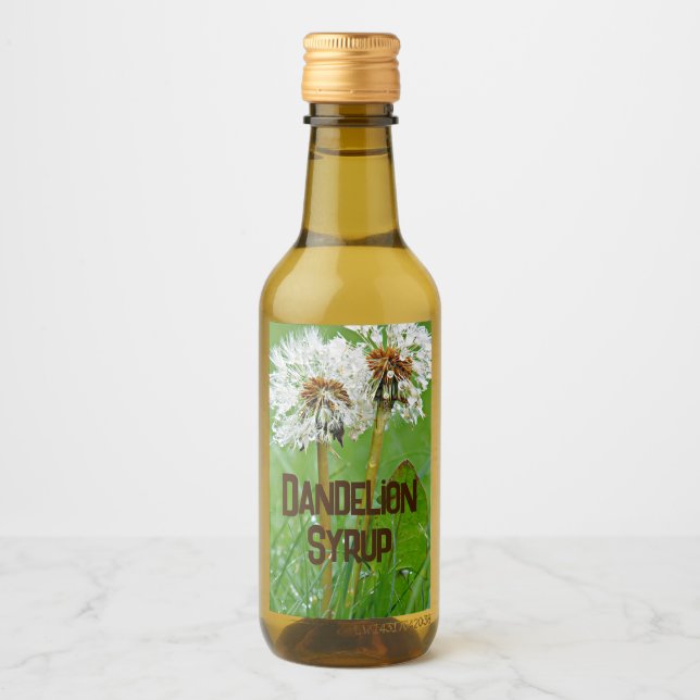 Dandelion Syrup två blommor tillsammans Vinetikett (Framsida)