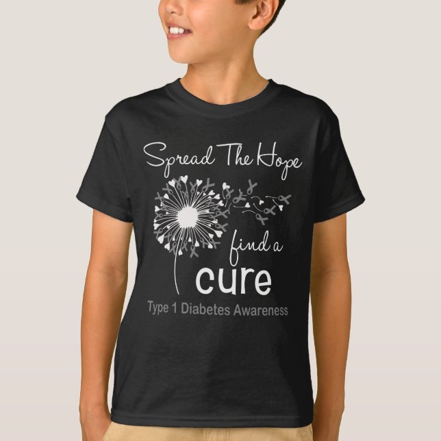 Dandelion Type 1 Diabetes Awareness T Shirt (Framsida)