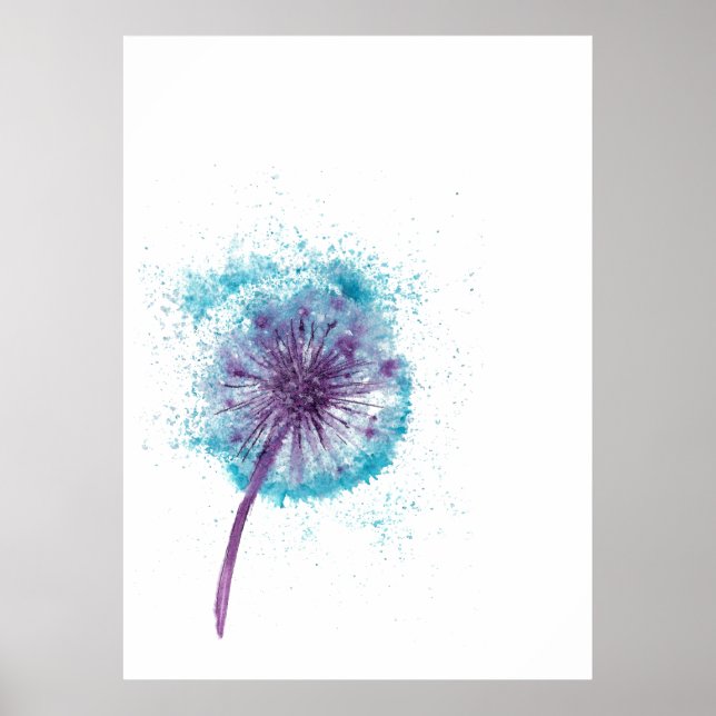 Dandelion vattenfärgsdecor poster (Framsidan)