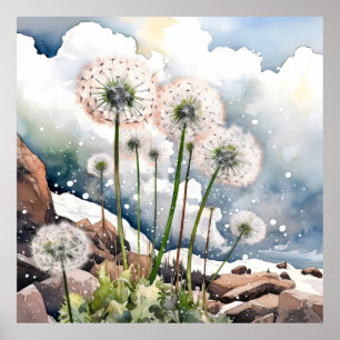 Dandelion Wall Art, Blommigt Square Poster