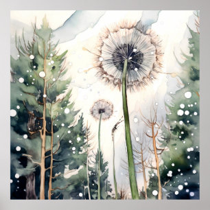 Dandelion Wall Art, Blommigt Square Poster