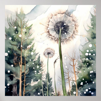 Dandelion Wall Art, Blommigt Square Poster