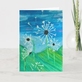 Dandelion Watercolor Blank Greeting Card Kort