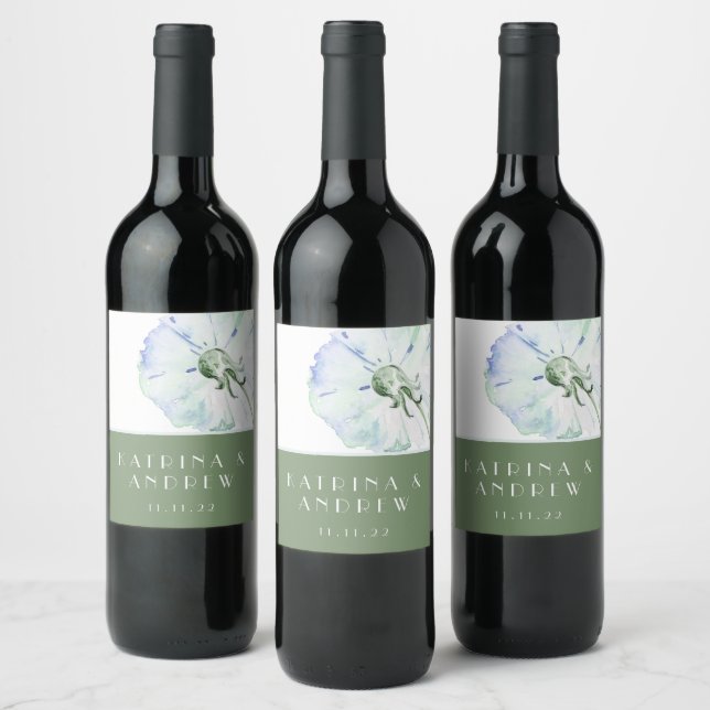 Dandelion Watercolor Bröllop Vin etiketter (Flaskor)