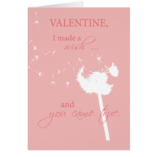 Dandelion Wish Kom True Valentine Kärlek Hälsningskort (Framsidan)
