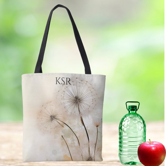 Dandelion Wish Monogram Tote Tygkasse (Skapare uppladdad)