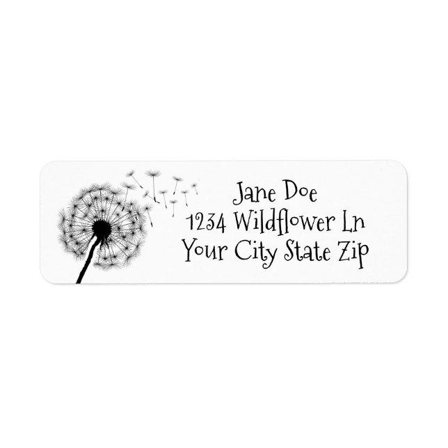 Dandelion Wishes Design Return Address Label Returadress Etikett (Framsidan)