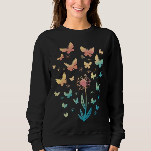 Dandelion with butterflies, dandelion, butterfly t shirt (Framsida)