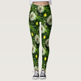 Dandelionblomma och fröhuvud mönster leggings