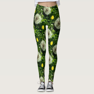 Dandelionblomma och fröhuvud mönster leggings