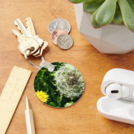 Dandelionblomma och fröhuvud nyckelring