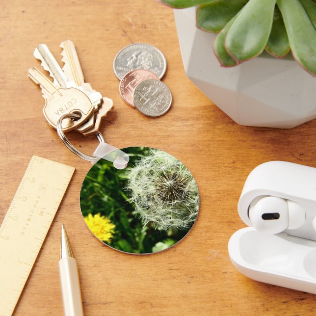 Dandelionblomma och fröhuvud nyckelring (Skrivbord)