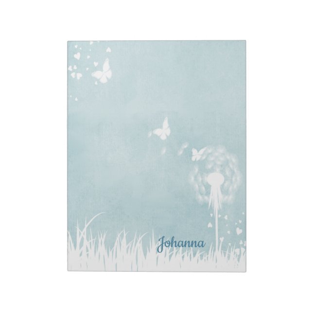 Dandelioner, Butterflies & Blå himmel Anteckningsblock (Roterad)