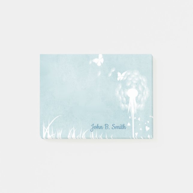 Dandelioner, Butterflies & Blå himmel Post-it Block (Framsida)