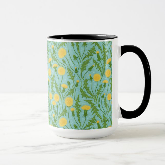 Dandelioner, grönt, gult och blått mugg (Höger)