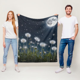 Dandelioner i månljus fleecefilt