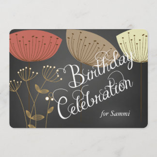 Dandelioner på Black Chalkboard Birthday Inbjudan
