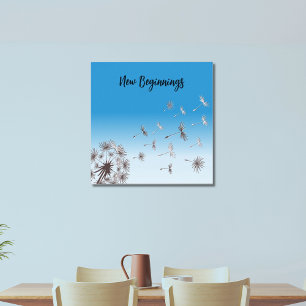 Dandelionfrön som flyger in i nya starter i Himlar Poster