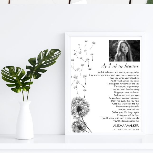 Dandelions A jag sitter i himlens minnesskylt Fototryck (Skapare uppladdad)