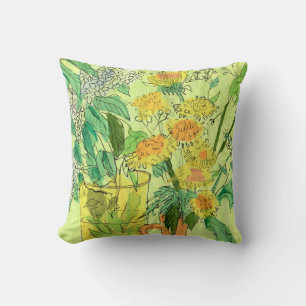 Dandelions Bird Cherry Summer Flowers Blommigt Art Kudde