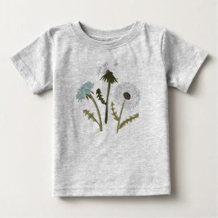 Dandelions Blue Grått Flowers T Shirt